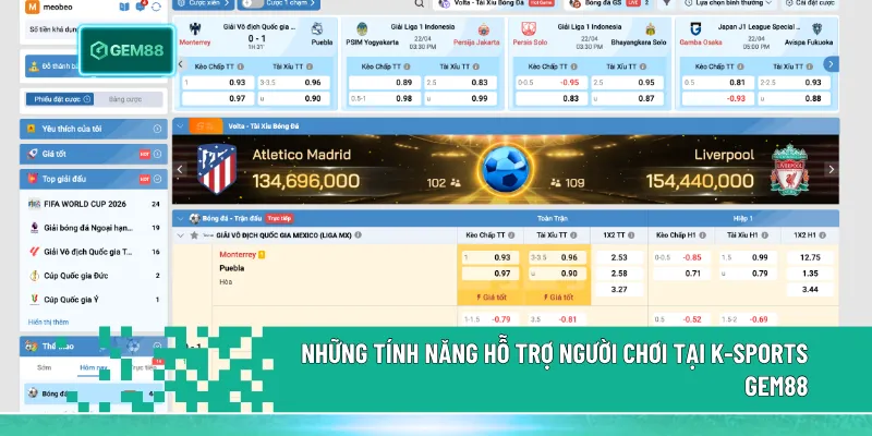 Thể Thao K-sports Gem88 – Bắt Nhịp Mọi Trận Đấu 2 K-sports Gem88 tích hợp cược 1 chạm, mục giá tốt và thống kê trực tiếp, hỗ trợ đặt cược nhanh và phân tích hiệu quả hơn.